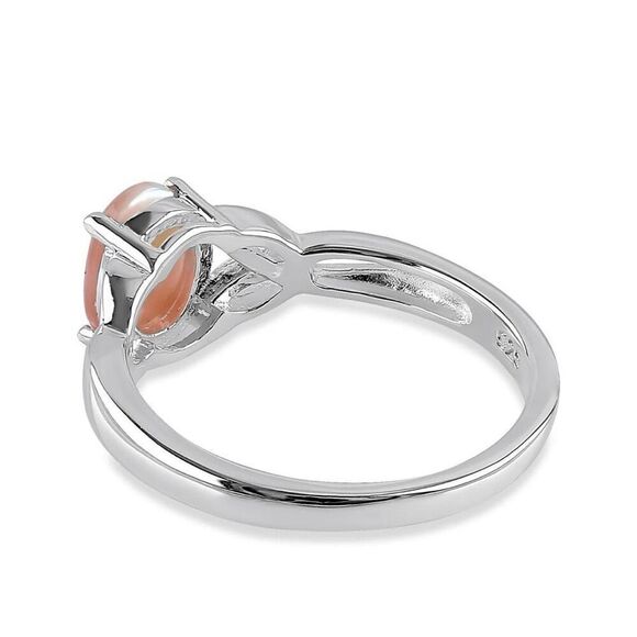 Sterling Silver Center Stone Charmed Pink Mother of Pearl Ring New - Picture 5 of 5